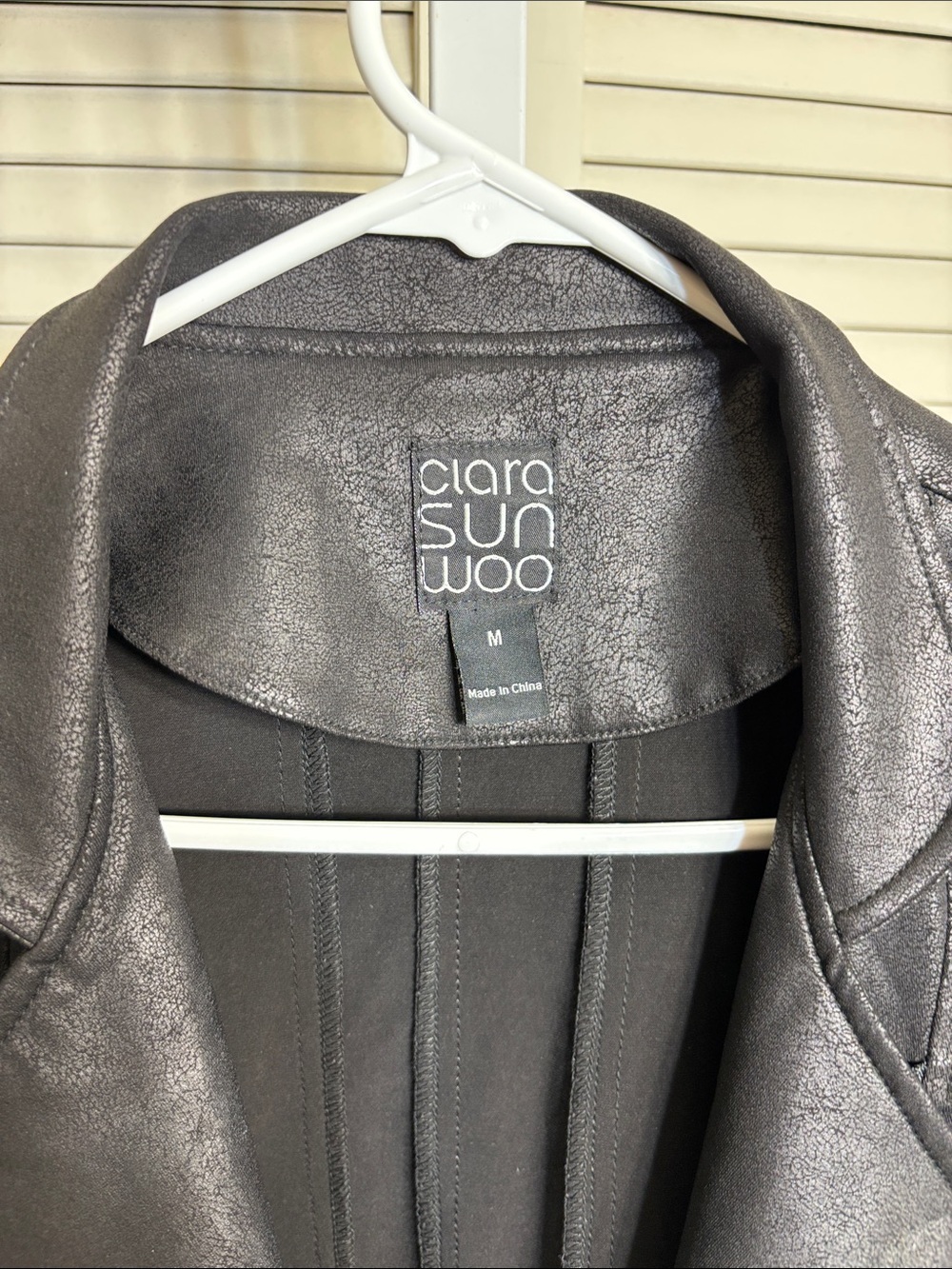 Clara Sunwoo Liquid Faux Leather Jacket with Double Zip Medium - Picture 6 of 16